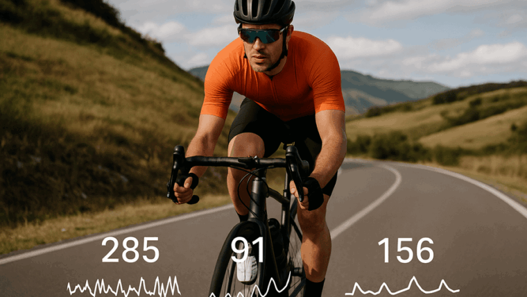 Cyclist training outdoors using data to train smarter.