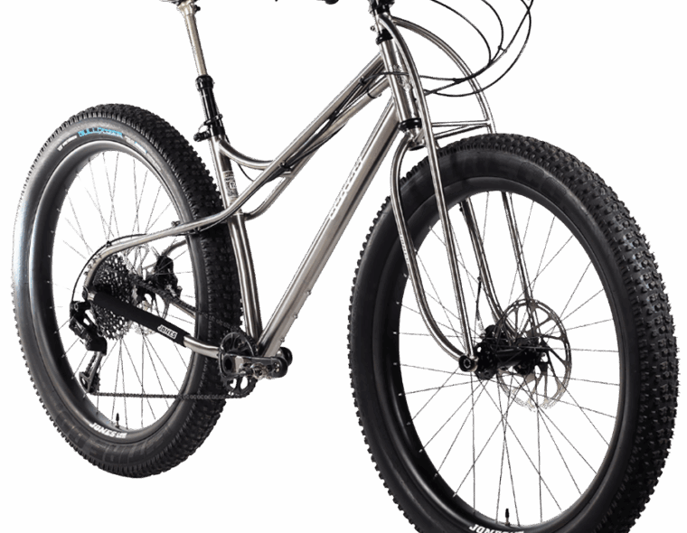 titanium mtb frame right front angle view