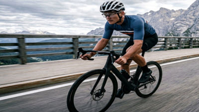 Cyclist performing structured interval workout